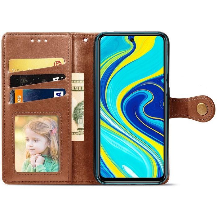Шкіряний чохол-книжка GETMAN Gallant (PU) для Xiaomi Redmi Note 9s / Note 9 Pro / Note 9 Pro Max, Коричневий