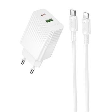 МЗП Borofone BAS76A Source PD30W+QC3.0 (1USB-A/1C) + кабель Type-C to Lightning