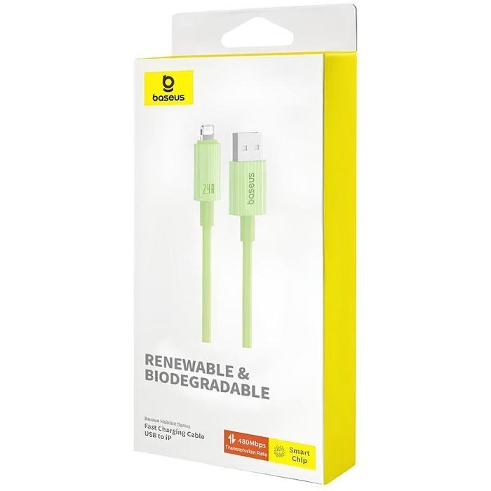 Дата кабель Baseus Habitat Series Fast Charging USB to Lightning 2.4A (2m) (P10360200), Natural Green