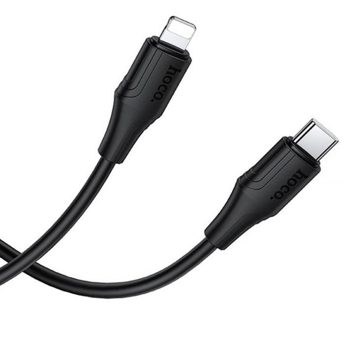 Дата кабель Hoco X124 Bien silicone Type-C to Lightning 27W (1m), Чорний