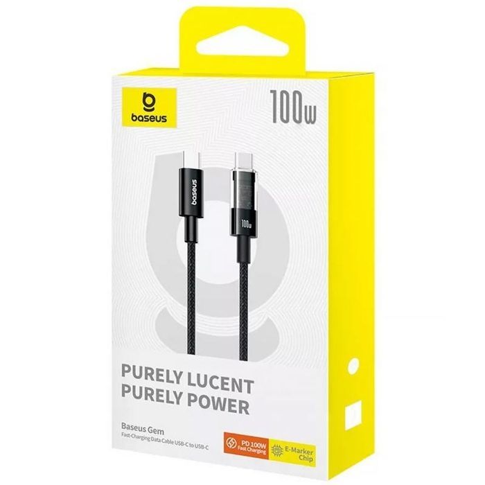Дата кабель Baseus Gem Fast Charging Type-C to Type-C 100W (2m) (P10373000111-01), Cluster Black