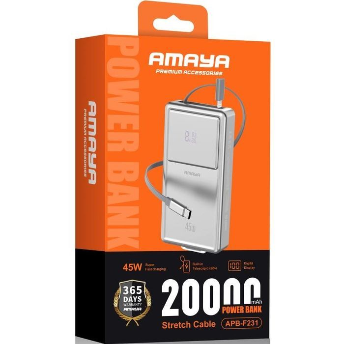 Портативний ЗП Power Bank Amaya APB-F231 45W with display and cable 20000 mAh