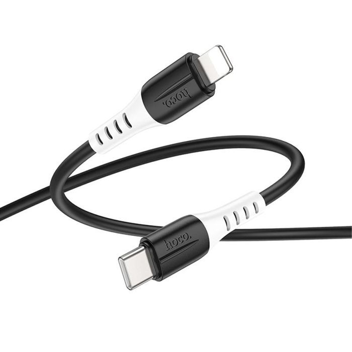 Дата кабель Hoco X82 Silicone Type-C to Lightning 20W (1m), Чорний