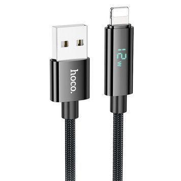 Дата кабель Hoco U125 Benefit 2.4A USB to Lightning with display (1.2m), Чорний