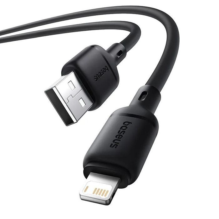 Дата кабель Baseus Silky Series OS Fast Charging USB to Lightning 2.4A (2m) (P1037770), Cluster Black