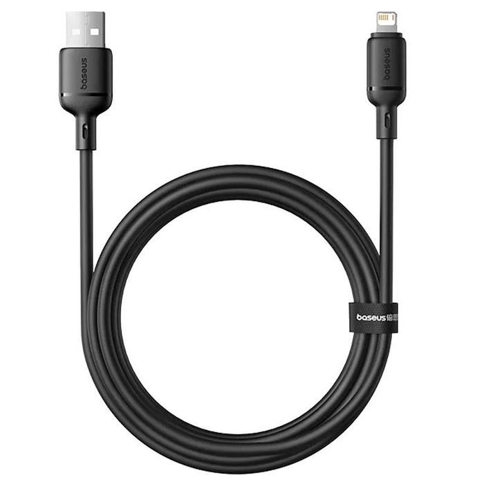 Дата кабель Baseus Silky Series OS Fast Charging USB to Lightning 2.4A (2m) (P1037770), Cluster Black