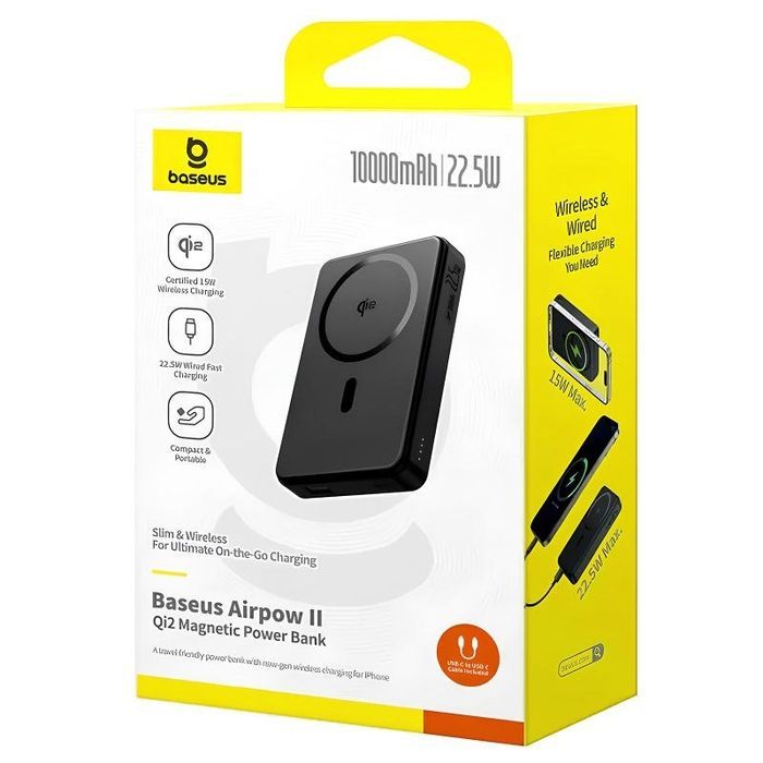Портативний ЗП Power Bank Baseus Airpow II OS Qi2 22.5W з БЗП 10000 mAh (P10080000)